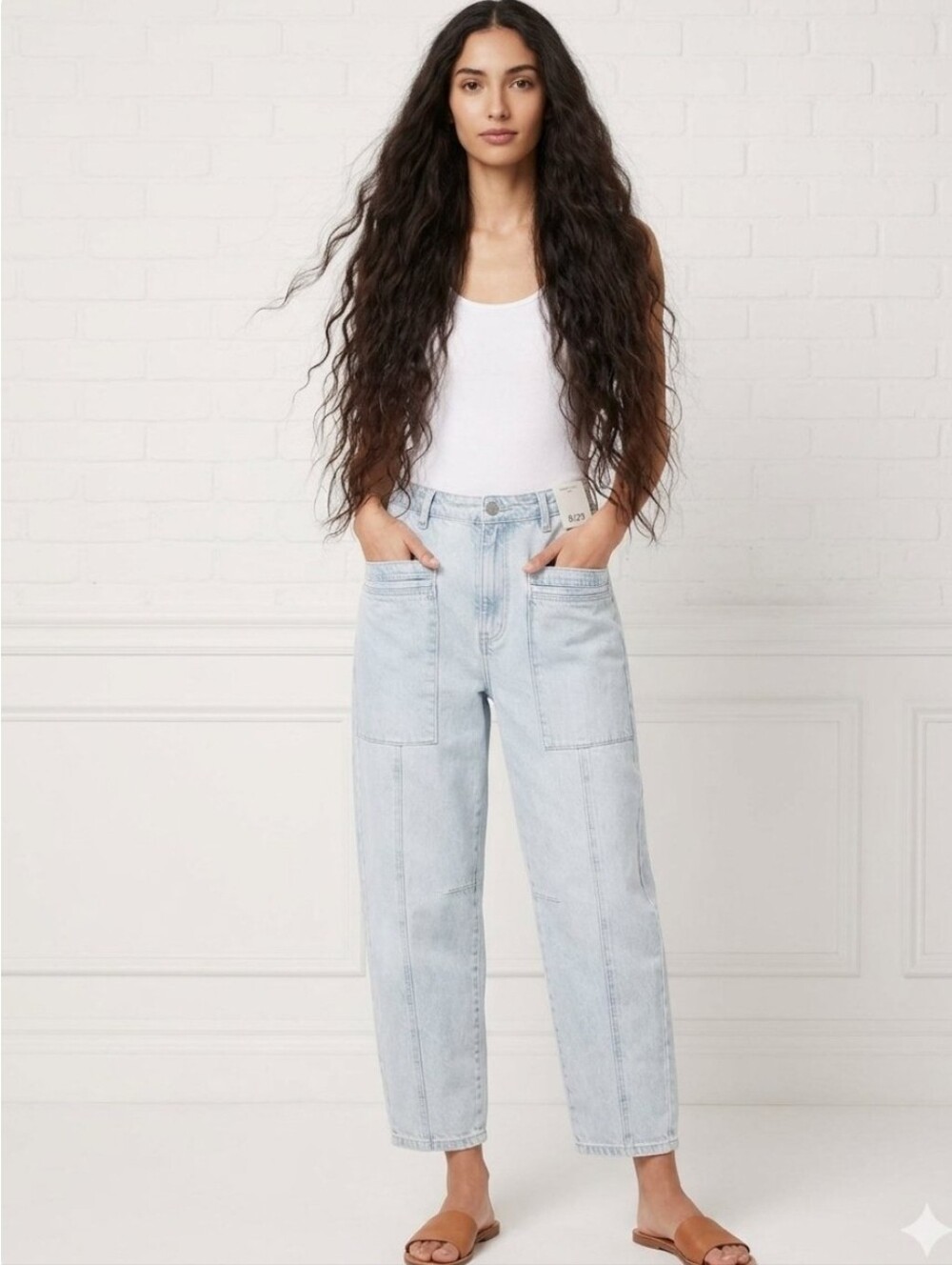 NWT Habitual The Turner High Rise Barrel Leg Jeans Aire Light Wash Denim- 8 29